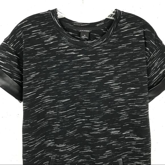 Club Monaco Faux Leather Trim Crewneck Short Sleeve Shirt Dress Size 00 - Picture 7 of 8